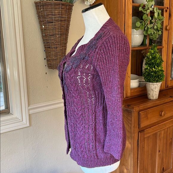 DKNY Plum Button-Up Cardigan - Picture 4 of 9